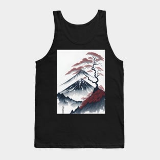 Serene Mount Fuji Sunset - Peaceful River Scenery Tank Top